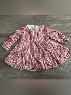 GAP Baby Pink Plaid Dress with Cream Accents